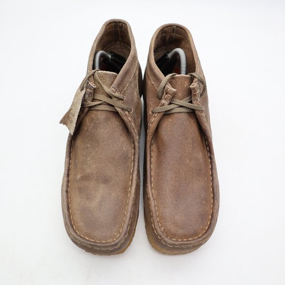 Clarks Original Wallabees Ankle Men's 10.5 Brown Leather Square Toe Tuape Suede - Picture 2 of 10